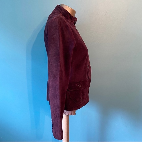 Women’s purple suede fitted button up Moto jacket in size 6 - Picture 5 of 7